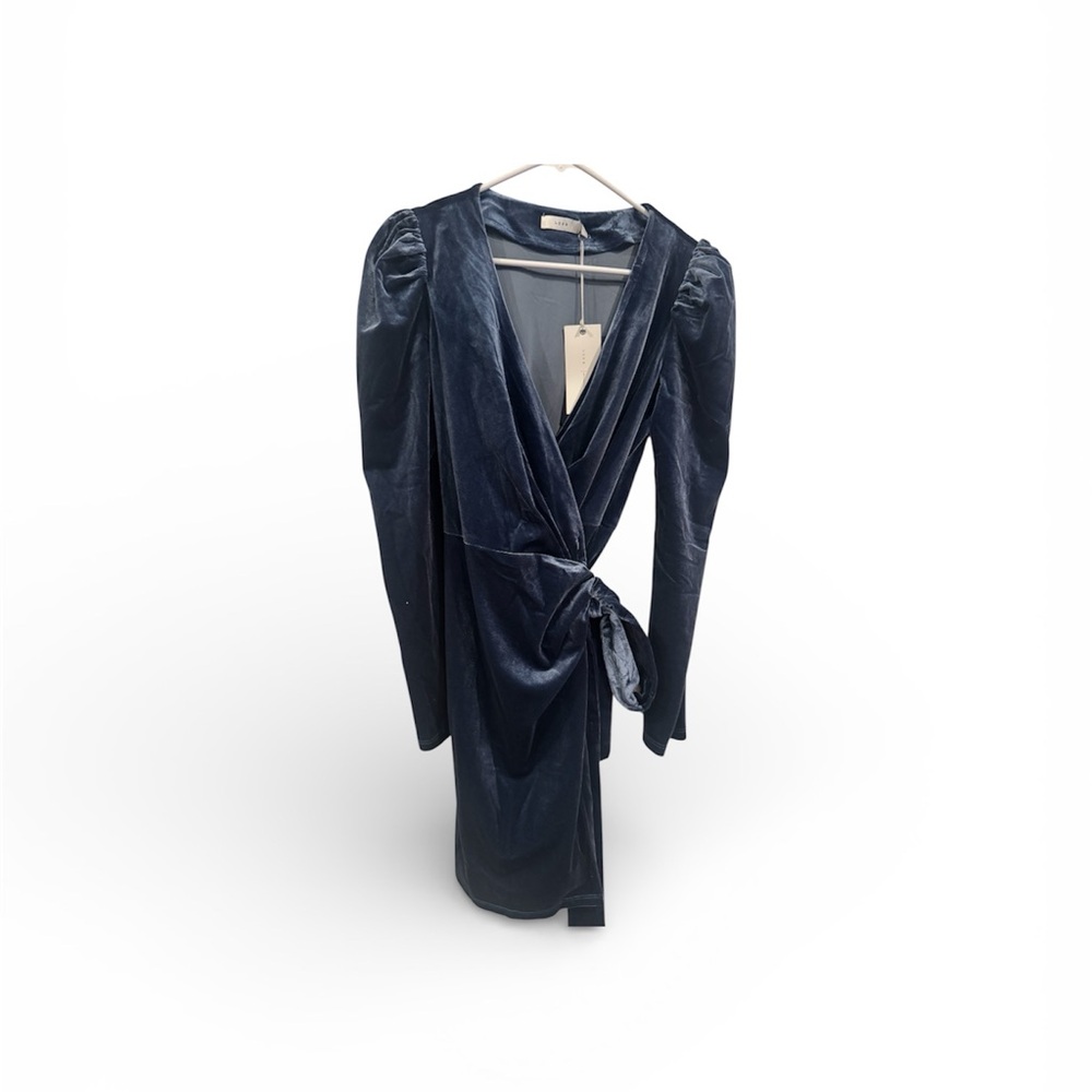 Elegant Navy Velvety Wrap Dress